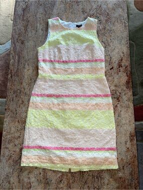 Ann Taylor Striped Lace Sheath Dress - Size 10P